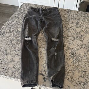 Sneak Peek Women’s Charcoal Distressed Short Skinny Jeans